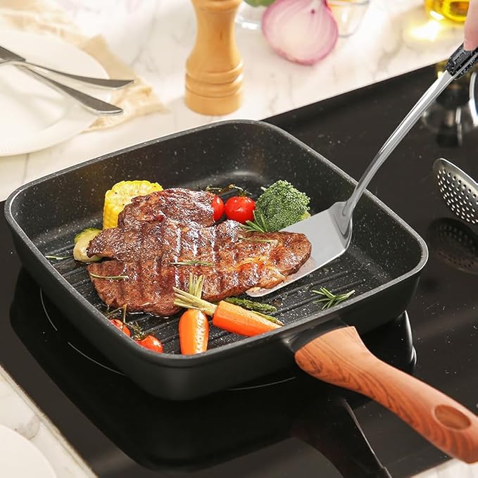 Metal Spatula, Heavy Duty Stainless Steel Spatula with Heat Resistant Handle, Thickened Steel Kitchen Spatula for Cooking, Frying, Pancakes, Eggs, Fish & Daily Kitchen Use