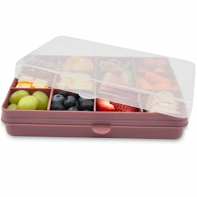 melii Snackle Box |12-Compartment Snack Container with Removable Dividers, BPA-Free Food Storage for Travel, School & On-the-Go Snacks, Kids & Family Organizer (Berry)