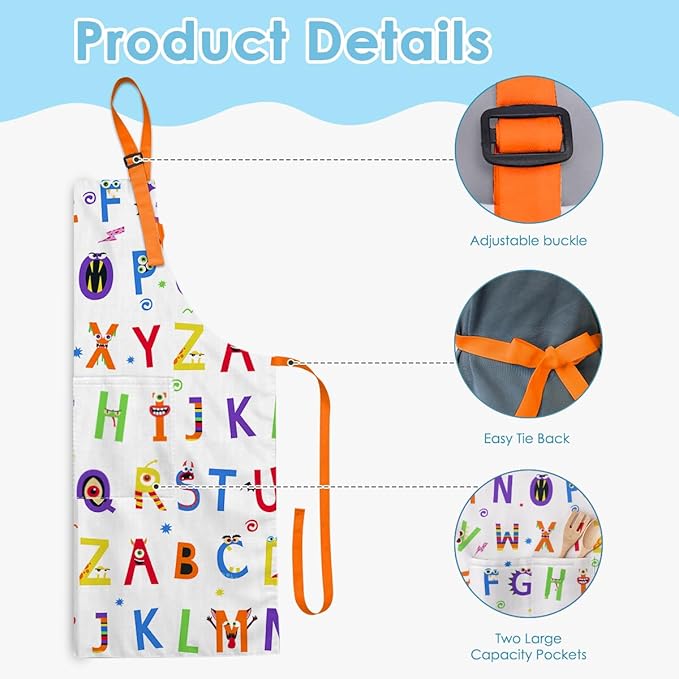 SANDJEST Kids Apron with Chefs Hat Set, Kitchen Apron Gifts