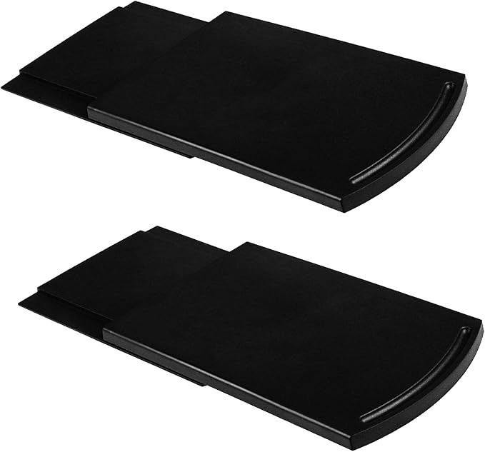 Ihomepark Kitchen Caddy Sliding Coffee Tray Mat, Under Cabinet Appliance Coffee Maker Toaster Countertop Storage Moving Slider - Base Sliding Shelf with Smooth Rolling Wheels, 2 Pack