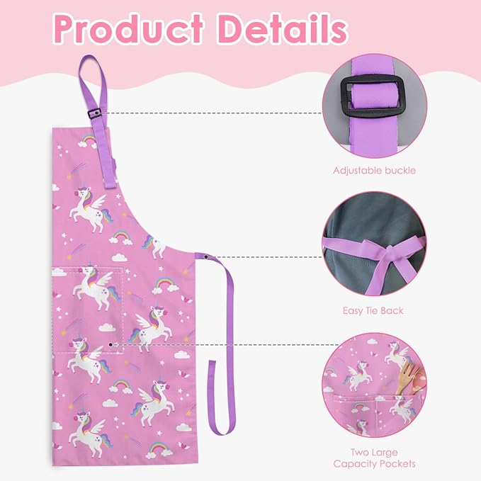 SANDJEST Kids Apron with Chefs Hat Set, Kitchen Apron Gifts
