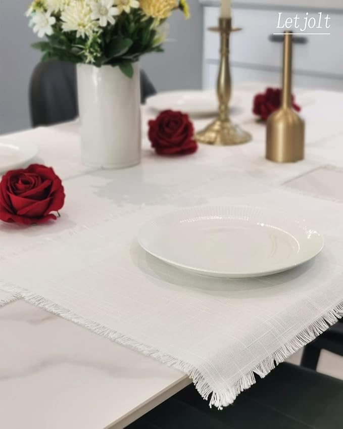 Letjolt White Placemats Farmhouse Cotton Linen Place Mats Set of 4 Home Kitchen Dining Table Decor