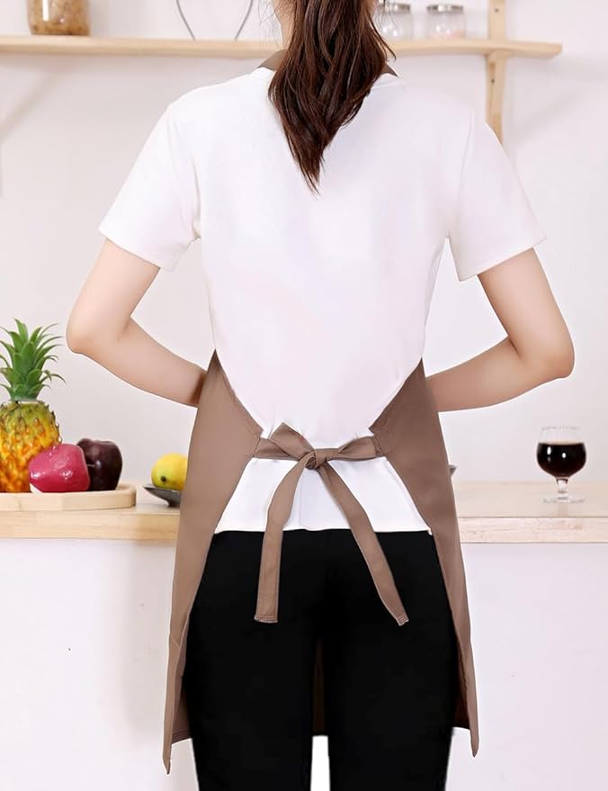 Kitchen Cooking Apron for Women Men with Big Pockets Canvas Waterproof Aprons for Server Pottery Artist Chef Apron