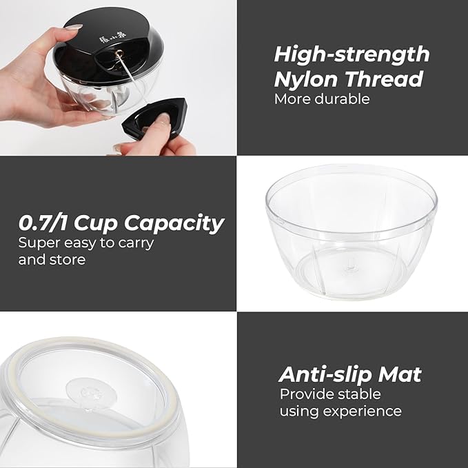 Manual Vegetable Chopper Hand String Garlic Mincer Onion Cutter Manual Food Processor for Ginger, Chili, Fruit, Meat, Nuts Food Chopper 550ml