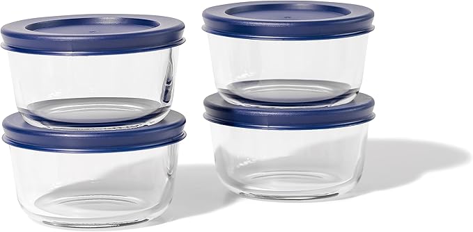 DURA LIVING 8-Piece Glass Food Storage Containers Set (4 Containers + 4 BPA-Free Lids) | 1-Cup, Leakproof | Microwave, Freezer, Oven & Dishwasher Safe | Ideal for Meal Prep & Pantry Organization