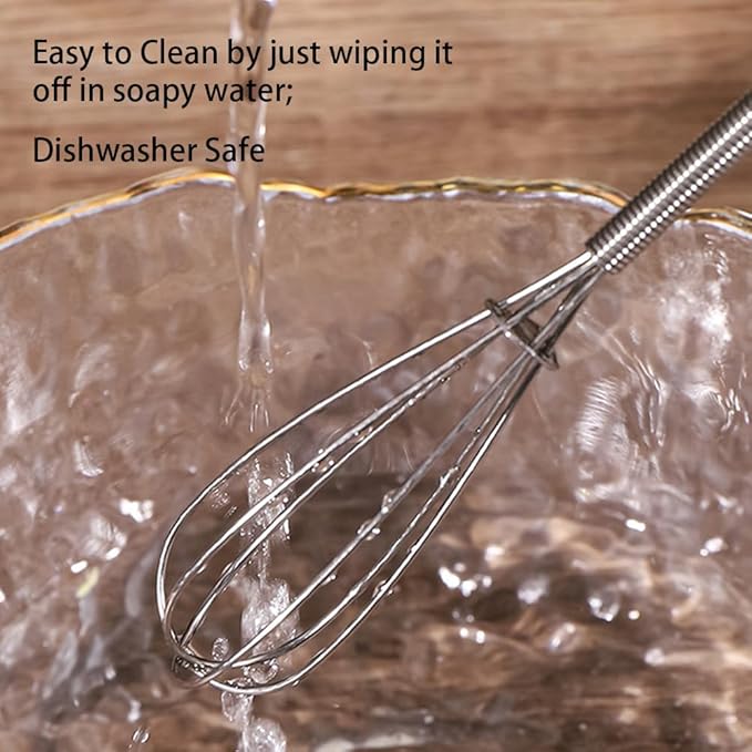 Stainless Steel Mini Whisk 2 Pcs, Small Wire Whisks Set with Wooden Handle, Kitchen Egg Beater Mini Hand Mixer for Cooking, 7.8inch