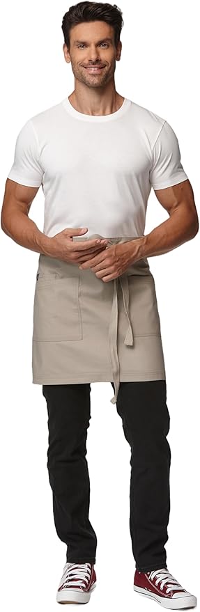 Unisex Waist Apron Half Bistro Apron Server Aprons with Pockets Waterproof 4251BY