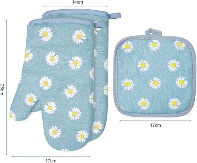 AUAUY Oven Mitts and Pot Holders, 392°F Heat Resistant Cooking Gloves and Hot Pads, Baking Mittens Grilling Gloves BBQ Gloves. Non-Slip Kitchen Mittens Home Essentials for Oven Cooking Baking Grilling