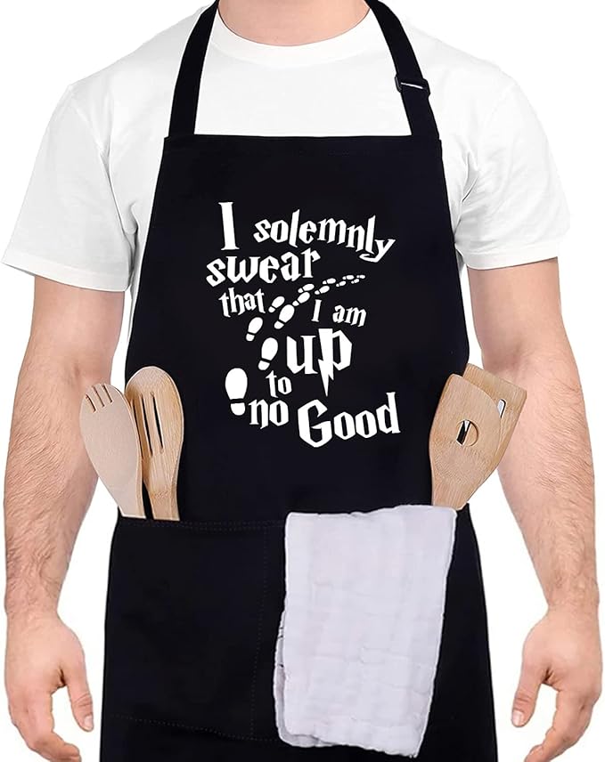 Funny apron for men Adjustable Waterproof with Pockets for Cooking Baking BBQ Gift Apron for Day, Birthday Gifts