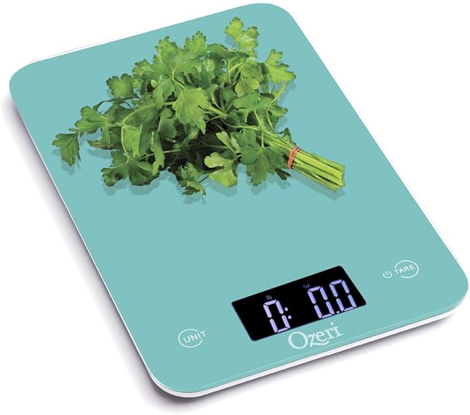Ozeri Touch Professional Tempered Glass Digital Kitchen Scale, Teal Blue