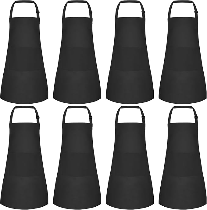 Morcheiong 8/12/24 Pack Adjustable Kids Apron Bulk with 2 Pockets Toddler Apron Kids Painting Aprons for Baking Painting