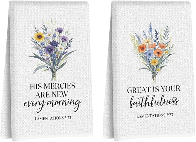 2 Pcs Bible Verse Kitchen Towels, Absorbent Soft Microfiber Towel for Bathroom Kitchen, Friendship Tea Towels, Dish Cloths for Washing Dishes, Christmas Christian Gifts for Women Friend 3