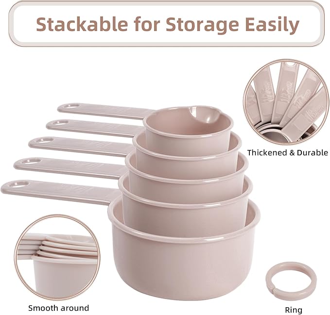 11PCS Measuring Spoons and Measuring Cups Set, Stackable Cups and Spoons, Nesting Cups Spoon for Cooking Baking Supplies, Kitchen Gadgets Essentials Tools