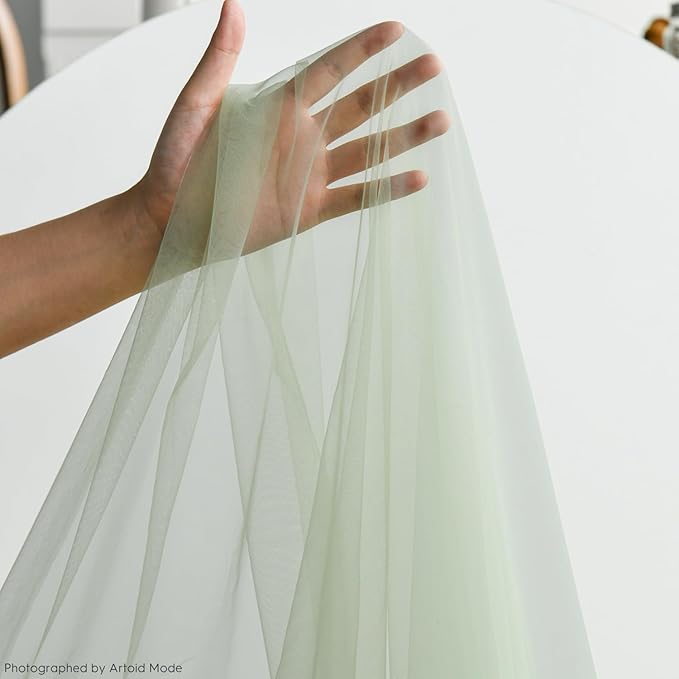 Artoid Mode Sage Green Gauze Table Runner 120 Inch 10FT, Seasonal Sheer Kitchen Dining Holiday Wedding Birthday Baby Shower Table Decor for Home Party