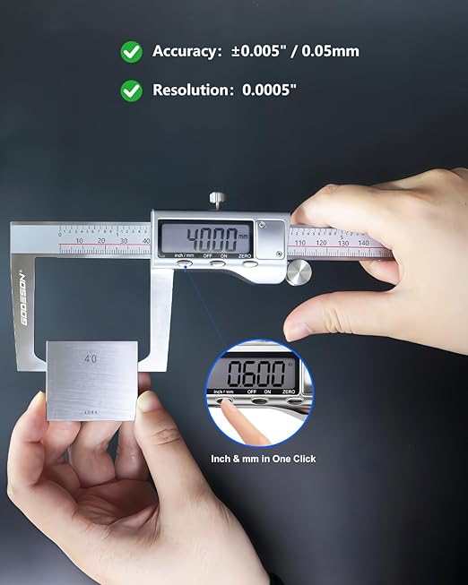 Digital Caliper 12 inch with Outer Groove, Brake Disc Rotor measuring tool, Stainless Steel Digital Calipers for 3D Printing & DIY, LCD Display, Inch/MM Units, Auto-Off, Rubberized Grip & Storage Case