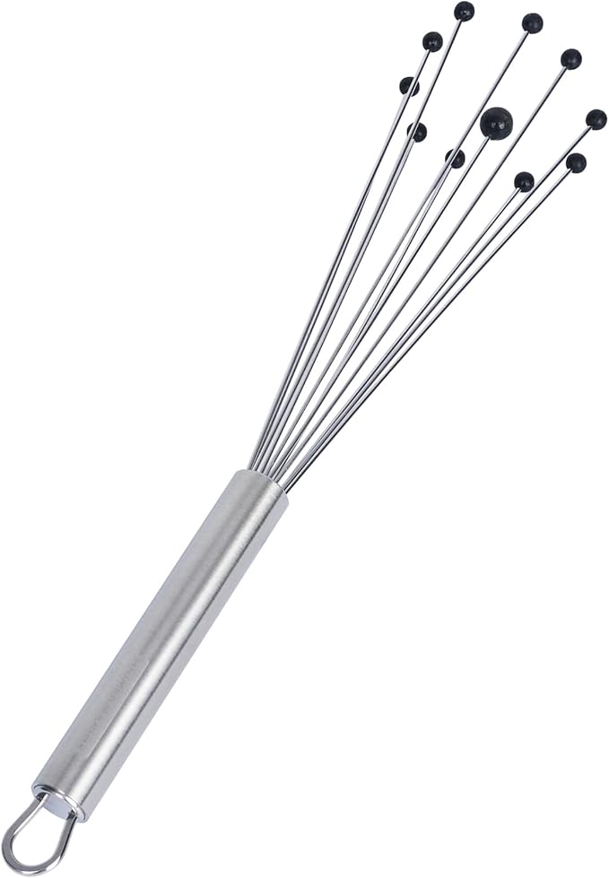 Restaurantware 10.5 in Stainless Steel Ball Whisk with Silicone Tips - German Standard Sauce & Gravy Whisk, Non-Scratch, Dishwasher Safe - Non-Stick Safe Silicone Ball Whisk for Baking