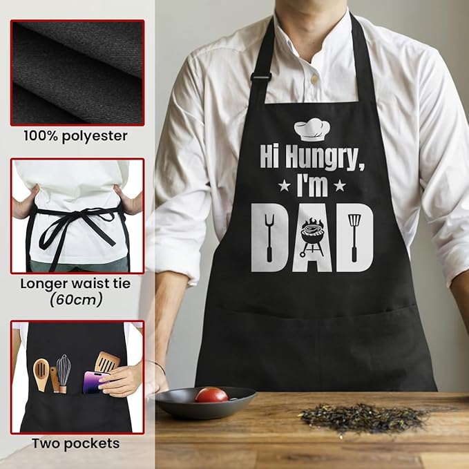 SANDJEST Funny Apron for Dad - Birthday Father’s Day Cooking Grilling Gifts for Mens