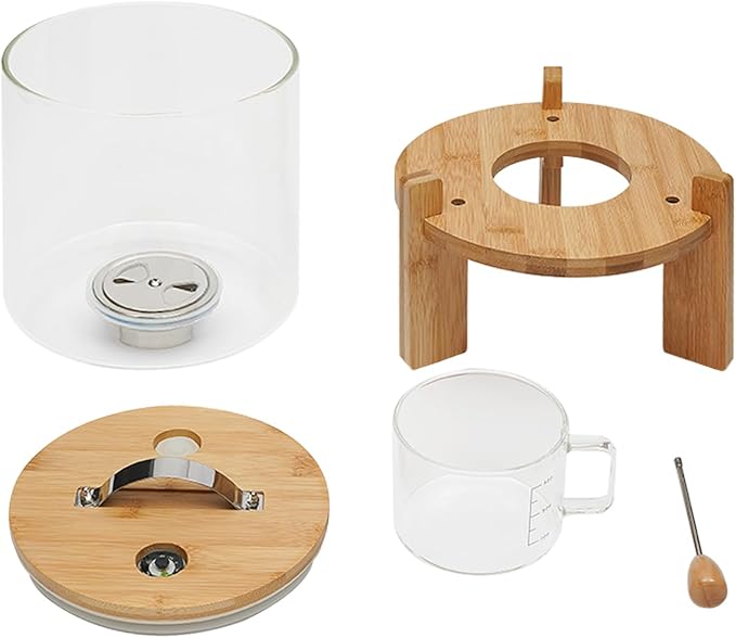 5L Cereal Dispenser, Bamboo Grain Storage Barrel with Sealed Lid and Wooden Stand, Cereal Container for Pantry Organization and Storage (5L)
