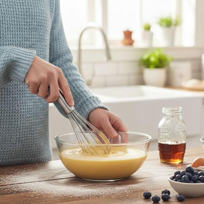 Soro Essentials- 10" Stainless Steel French Whip Whisk with Thick Rigid Wire- Wire Whisk Kitchen Whisk Balloon for Whisking Cooking Beating Blending Stirring Ingredients Mixing Sauces Baking Cake