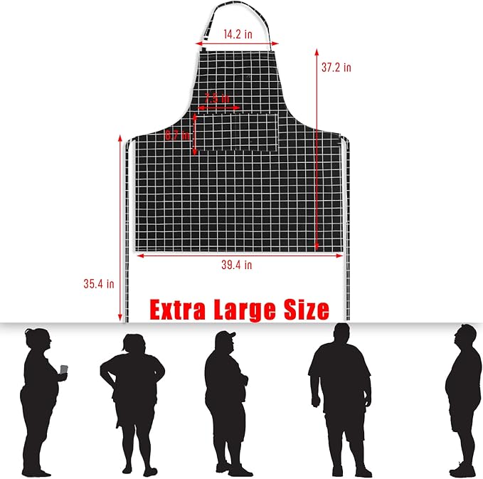 LOLOMLO Oversize Canvas Cotton Apron, Extra Large Aprons with Long Strap, Adjustable Neck Tear Resistant Plus Size aprons
