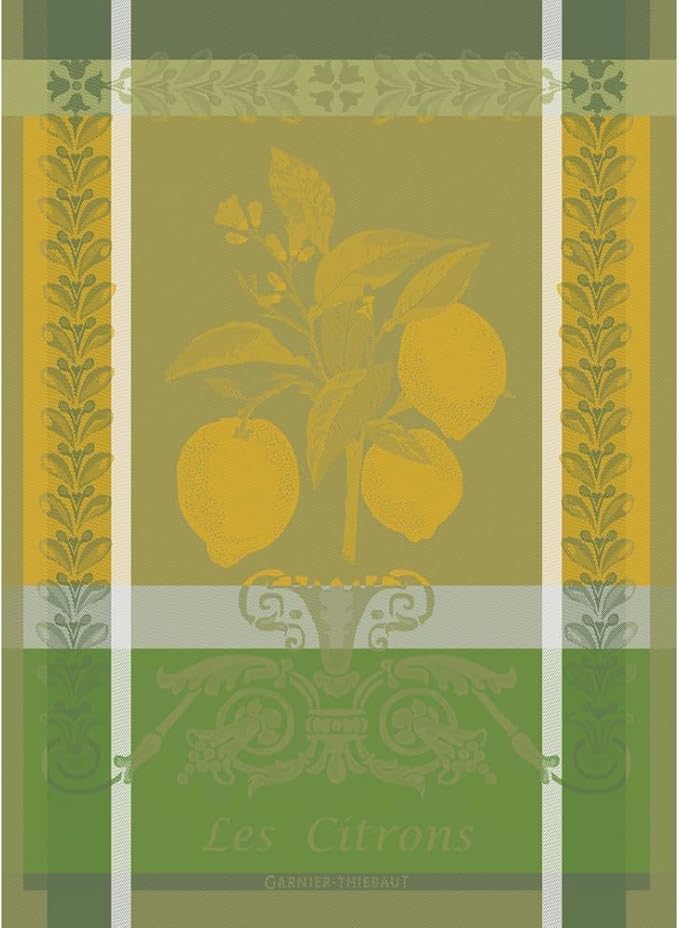 Garnier Thiebaut Citron Zeste (Lemon Zest) French Kitchen Towel 22"x30", Cotton, Jacquard