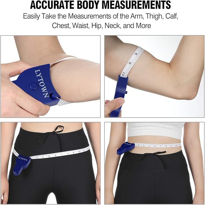 2PCS Body Measure Tape 60inch (150cm), Automatic Telescopic Tape Measure for Body Measurement & Weight Loss, Accurate Tape Measure for Tailor, Sewing, Fitness, Handcrafts, Clothes