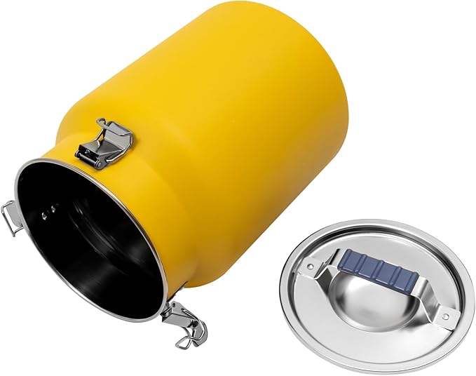 12L Stainless Steel Milk Jug with Sealed Lid and Thick Handle, 7.28in Milk Bucket, Rice Cereal Grain Storage Container for Storing Oil, Ghee, Wine, Tea, Grain, Nut, Snack, Pet Food (Yellow)