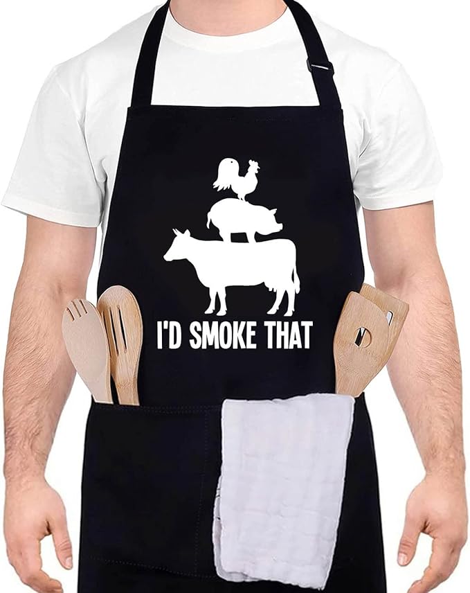 Funny apron for men Adjustable Waterproof with Pockets for Cooking Baking BBQ Gift Apron for Day, Birthday Gifts