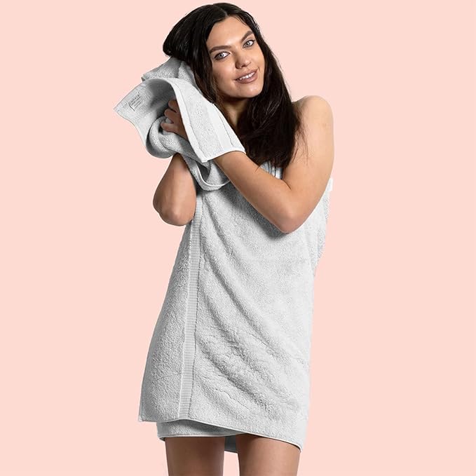 Chakir Turkish Linens 100% Cotton Premium Turkish Towels for Bathroom, 2 Large Bath Towels 36x60, 2 Hand Towels, 2 Washcloths (6-Piece Towel Set, Silver)