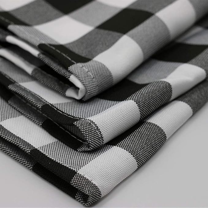 Your Chair Covers - 20 Inch Square Premium Polyester Cloth Napkins 10 Pack - Checkered Black, Oversized, Gingham Checkered Blue Napkin, Restaurant and Hotel Multi Use