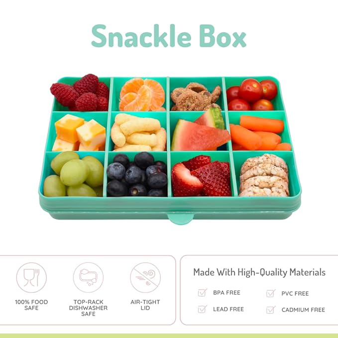 melii Snackle Box |12-Compartment Snack Container with Removable Dividers, BPA-Free Food Storage for Travel, School & On-the-Go Snacks, Kids & Family Organizer (Blue)