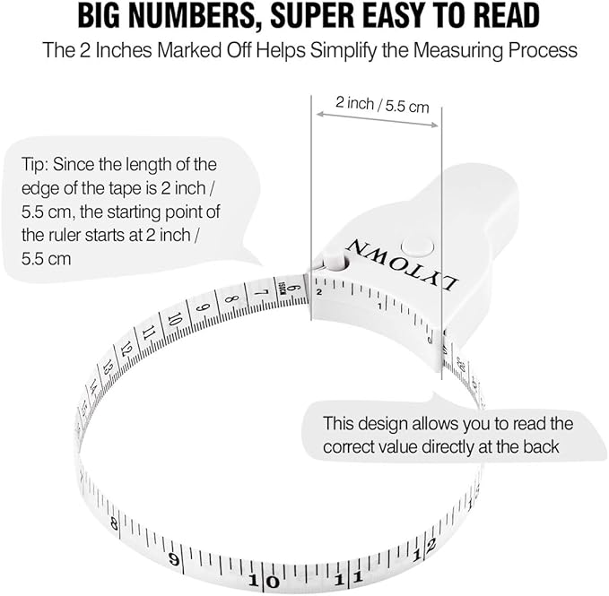 2PCS Body Tape Measure 60inch (150cm), Automatic Telescopic Tape Measure for Body Measurement & Weight Loss, Accurate for Tailor, Sewing, Fitness, Handcrafts, Clothes