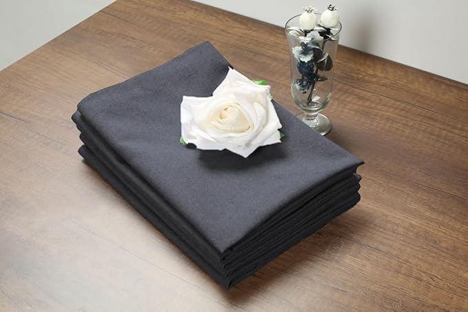 Cotton Dinner Napkins Set of 12, 18x18 Inch Cloth Napkins, Dark Grey Fabric, Reusable & Machine Washable, Soft Durable Table Napkins for Weddings, Restaurants, Parties & Everyday Dining
