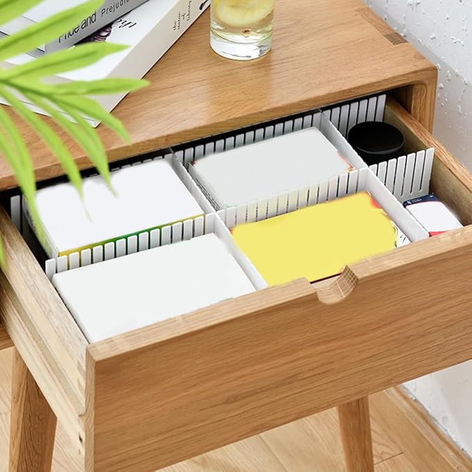 UPKOCH 10pcs Multipurpose Drawer Dividers, White Plastic Closet Separators 38x7cm for Underwear Socks Storage, Adjustable Home Drawer Organization Boards