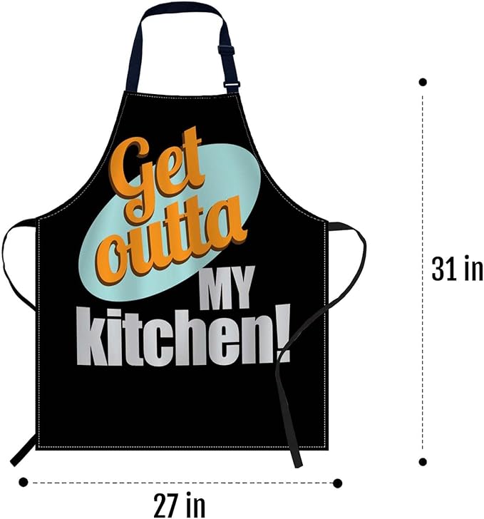 oFloral Get Outta My Kitchenl Apron,Adjustable Neck Bib Apron for Men Women,Suitable for Kitchen Cooking Waitress Chef Apron