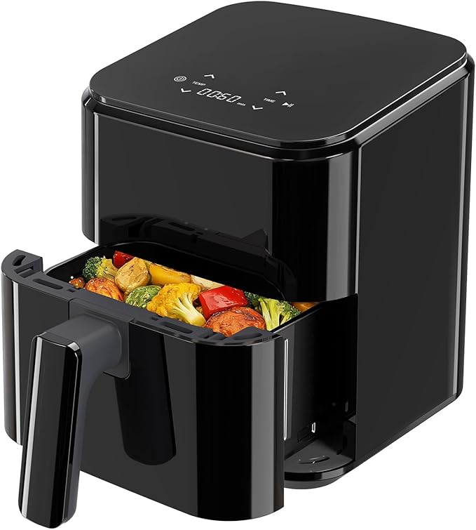 NEWBULIG Air Fryer, Compact Digital 3 Qt Airfryer with Nonstick Plate & Dishwasher Safe Basket, Quick Easy Meals, Features Auto Shutoff and Simple Touchscreen, Ideal for Small Spaces