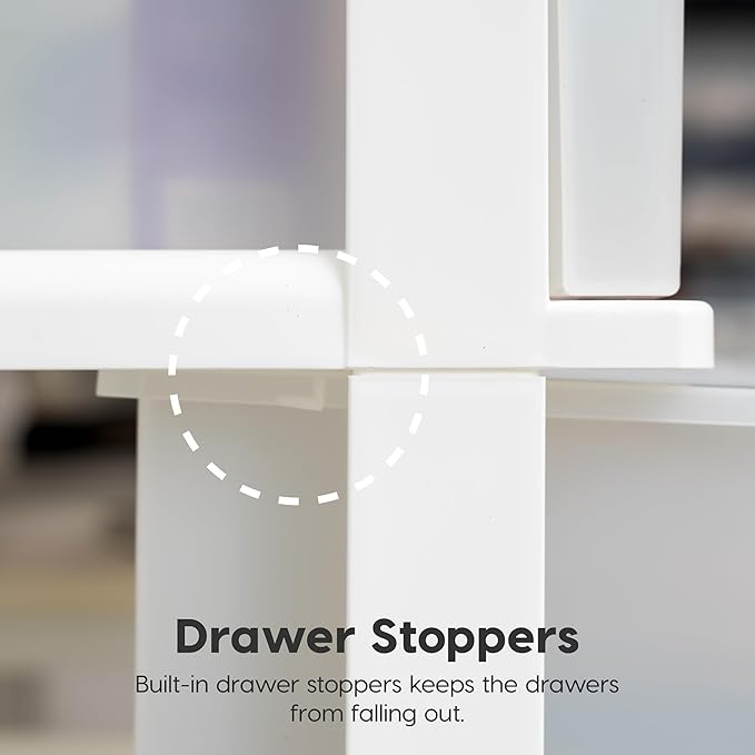IRIS USA Plastic Drawer Storage Organizer Rolling Cart, with Wheels Casters, 3-Drawers, for Art Craft Supplies Bathroom Dorm Bedroom Laundry Room, Wide, White