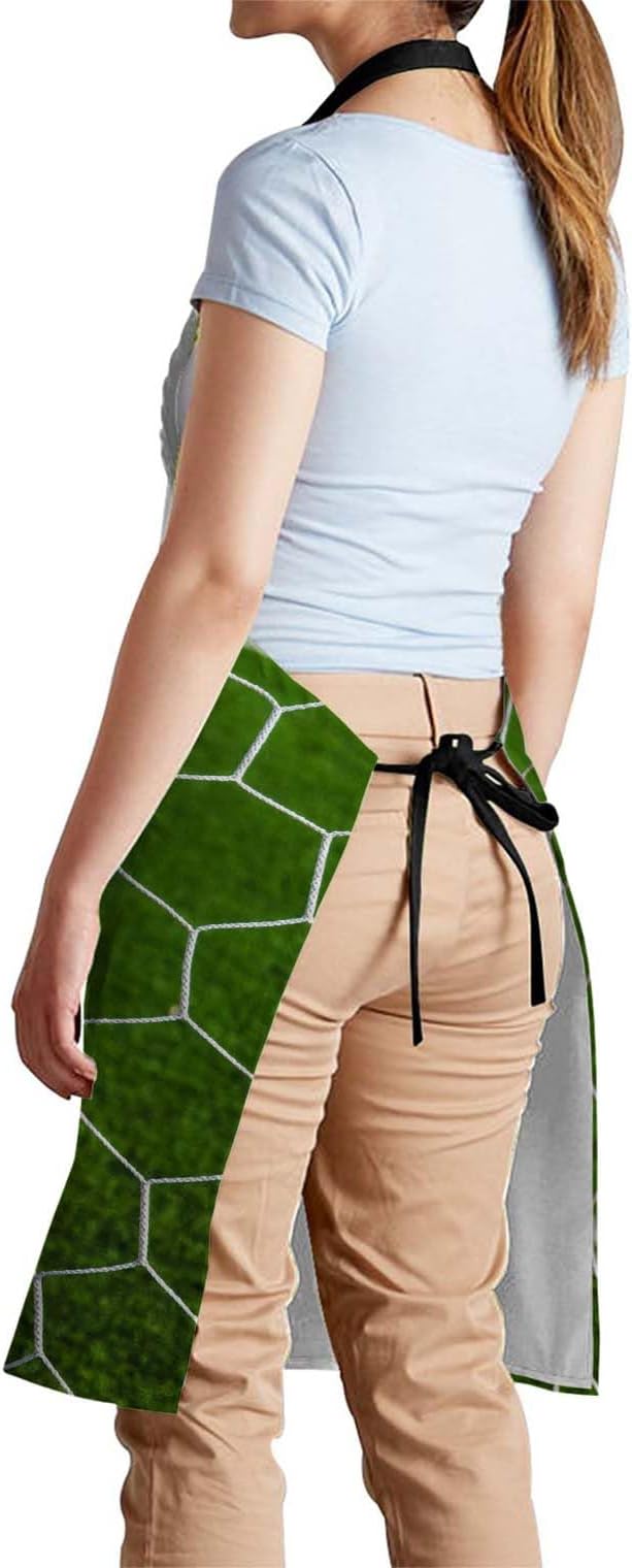 oFloral Soccer Football in Goal Net Bib Apron with Adjustable Neck for Men Women,Suitable for Home Kitchen Cooking Waitress Chef Grill Bistro Baking BBQ Apron