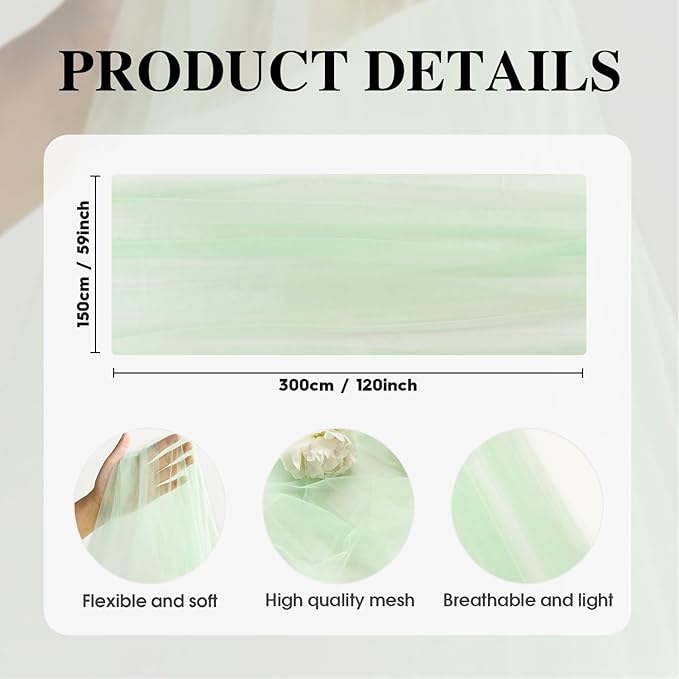 Artoid Mode Light Green Gauze Table Runner 120 Inch 10FT, Seasonal Sheer Kitchen Dining Holiday Wedding Birthday Baby Shower Table Decor for Home Party