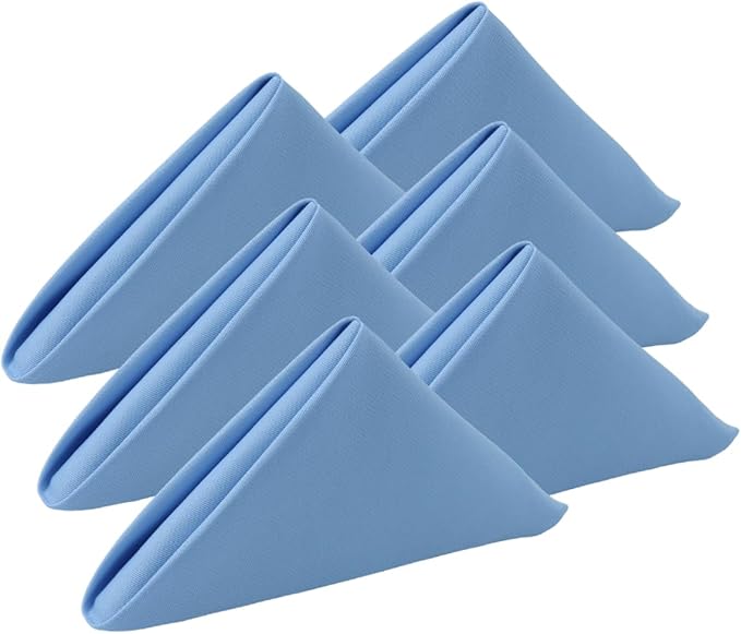 Light Blue Cloth Napkins Set of 6,18x18 inch,Spring Decorations for Table,Made of 100% Cotton,Washable Cloth Napkins,Good for Easter, Baby Shower Everyday use, Parties.(Blue)