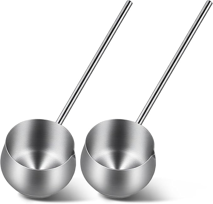 2 Pcs Stainless Steel Soup Ladle with Pour Spout, Long Handle Gravy Scoop Spoon for Punch Bowl, Sauce & Cooking, Heat-Resistant SUS304 Ladle with Spout