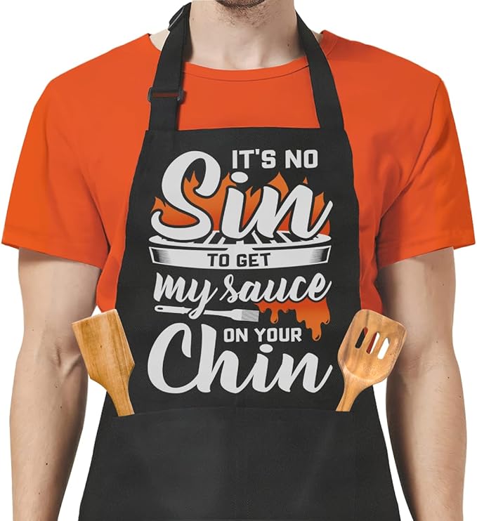 SANDJEST Funny Apron for Dad - Birthday Father’s Day Cooking Grilling Gifts for Mens