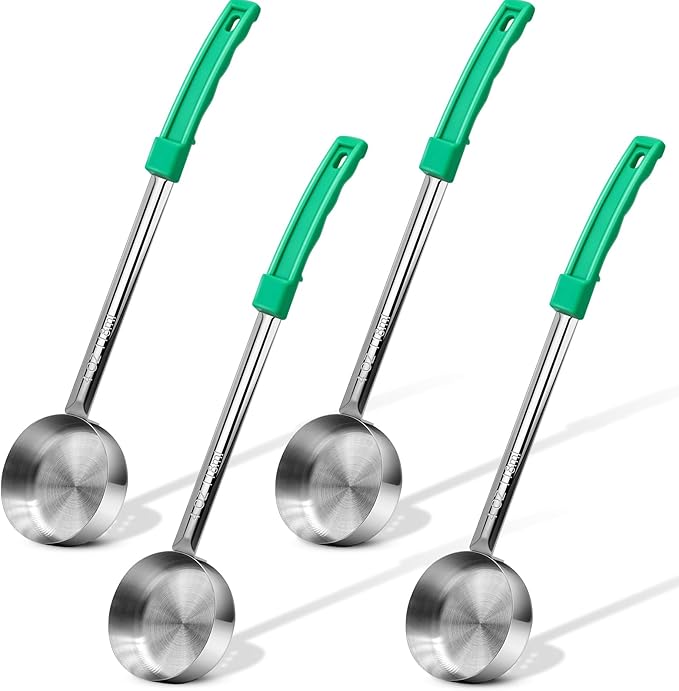 4 Ounce Solid Stainless Steel Portion Control Ladle Spoon - 4Pcs Pizza Sauce Serving Spoons Portion Ladle for Sauces, Perfect for Weight Watchers, Buffets, Parties