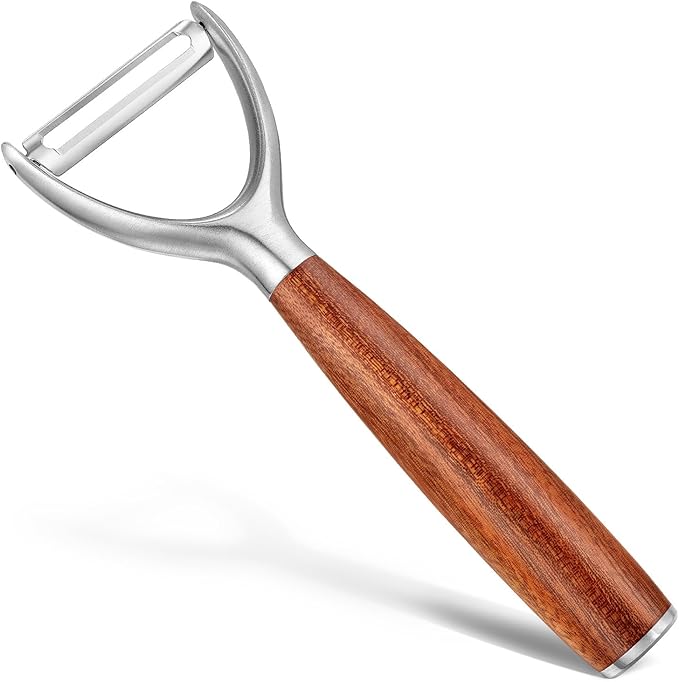 Premium Y Type 304 Stainless Steel Multifunctional Kitchen Peeler Real Wood Handle Ultra Sharp Blade Vegetable Potato Apple(Aosuan)