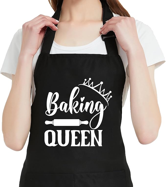 Funny Waterdrop Resistant Aprons for Women with 2 Pockets, Adjustable Bib Chef Kitchen Apron for Cooking Baking