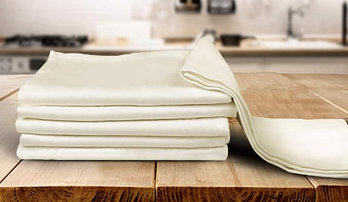 Urban Villa Kitchen Towels 100% Cotton Dish Towels for Kitchen(Set of 6) 20”x30” Dish Cloths Highly Absorbent Kitchen Linen Set with Hanging Loop Perfect for Drying – Ivory.