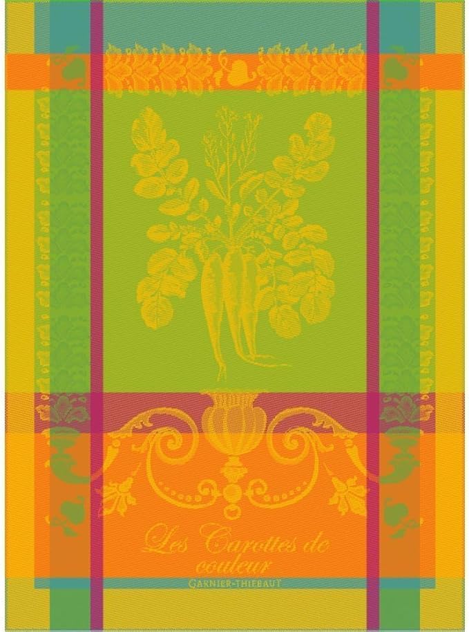 Garnier Thiebaut Carottes De Couleur Zeste (Zesty Carrots) French Kitchen Towel 22"x30", Cotton, Jacquard