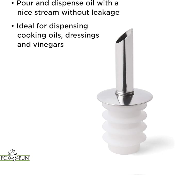 Fox Run Olive Oil and Vinegar Drizzler Bottle, Long Neck, Glass, 7.75" x 3.25"