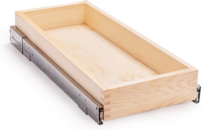 Mulush 10”W x 21”D x 3”H Soft Close Slide Out Wood Drawer Organizer for Kitchen, (Cabinet Opening>11.5 inches for Bottom Assembly, Opening= 11 inches for Side Assembly)