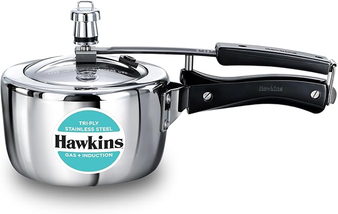 HAWKINS Triply Stainless Steel Pressure Cooker, Inner Lid Induction Cooker, (HSST15) 1.5 litres Silver